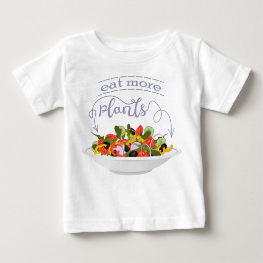 もっと食べの植物の生鮮サラダ動機レタリング ベビーTシャツ (正面)