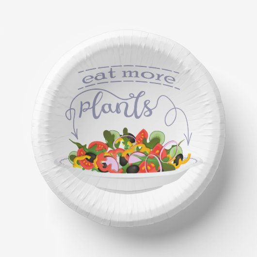 もっと食べの植物の生鮮サラダ動機レタリング ペーパーボウル (正面)