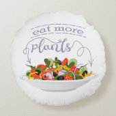 もっと食べの植物の生鮮サラダ動機レタリング ラウンドクッション (裏面)