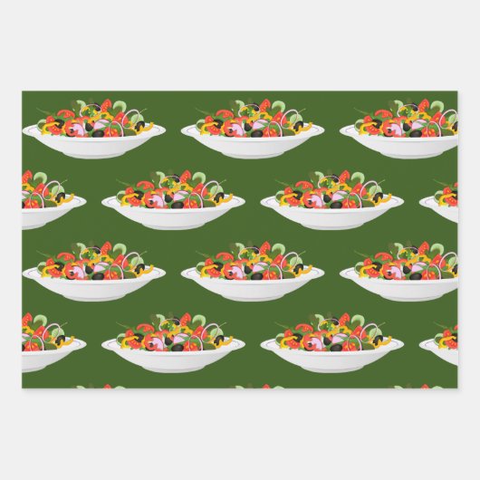 もっと食べの植物の生鮮サラダ動機レタリング ラッピングペーパーシート (正面3)