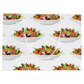 もっと食べの植物の生鮮サラダ動機レタリング ラージペーパーバッグ (裏面)