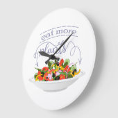 もっと食べの植物の生鮮サラダ動機レタリング ラージ壁時計 (傾斜)