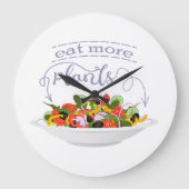 もっと食べの植物の生鮮サラダ動機レタリング ラージ壁時計 (正面)