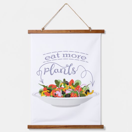 もっと食べの植物の生鮮サラダ動機レタリング 吊り下げ型タペストリー (正面)