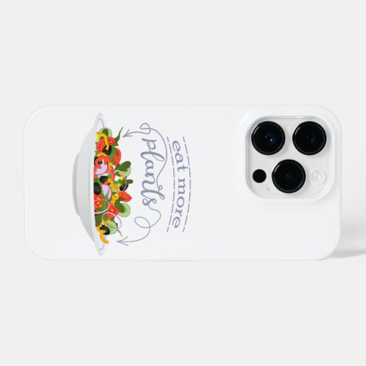もっと食べの植物の生鮮サラダ動機レタリング iPhoneケース (裏面横)