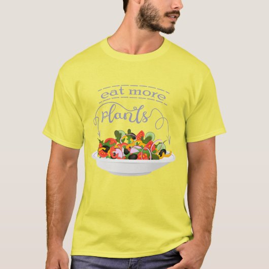 もっと食べの植物の生鮮サラダ動機レタリング Tシャツ (正面)