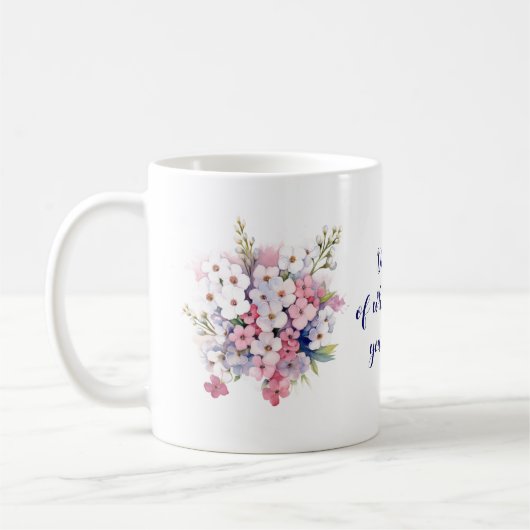 "もっと…" – 幸せ開花コーヒーマグ コーヒーマグカップ (左)