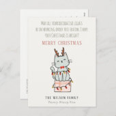 もつれおもしろいたワーキングクリスマスライトキャットギフト シーズンポストカード (正面/裏面)