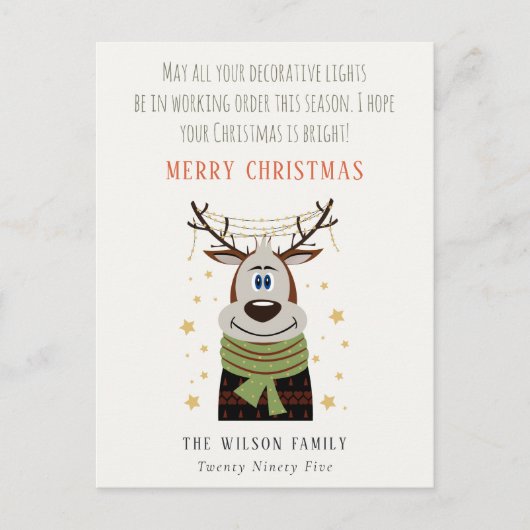 もつれおもしろいた作業クリスマスライトトトトインディア シーズンポストカード (正面)