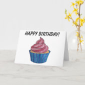 もつれさせたカップケーキの誕生日空白のなカード カード (黄色い花)