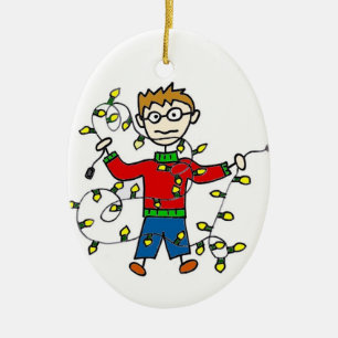 もつれさせたクリスマスの照明のカスタマイズ可能なオーナメント セラミックオーナメント