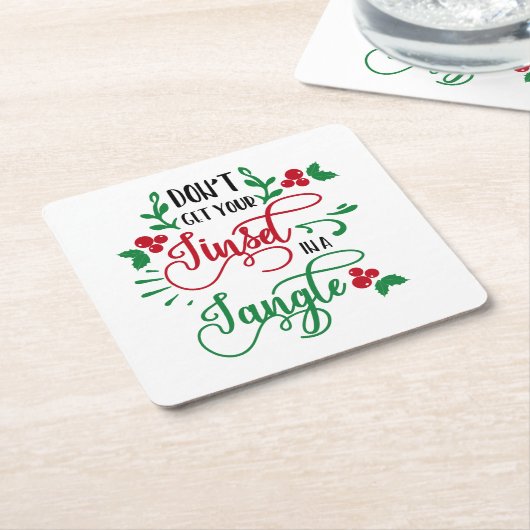 もつれたクリスマスに金髪を取らないで スクエアペーパーコースター (アングル)