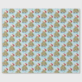 もつれたクリスマスのイルミネーションのクマのぬいぐるみ ラッピングペーパー (フラット)