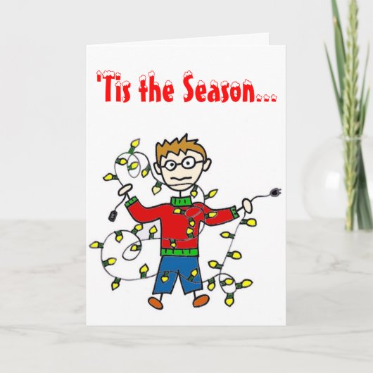 もつれたクリスマスライトグリーティングカード シーズンカード (正面)