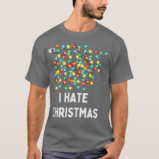 もつれたクリスマスライト私はクリスマスXmを嫌おもしろいう Tシャツ