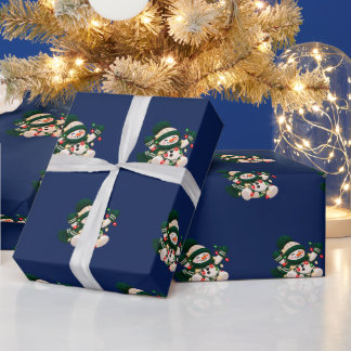もつれたクリスマス ライト スノーマン ラッピングペーパー