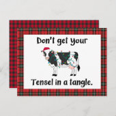 もつれたテープの飾り ユーモアたっぷりのクリスマス牛 ホリデー シーズンポストカード (正面/裏面)