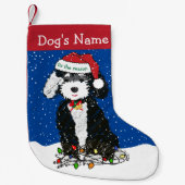もつれたパーソナライズされたクリスマスライトベルネドードル スモールクリスマスストッキング (正面)