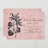 もつれたピンクの返信 招待状 (正面/裏面)