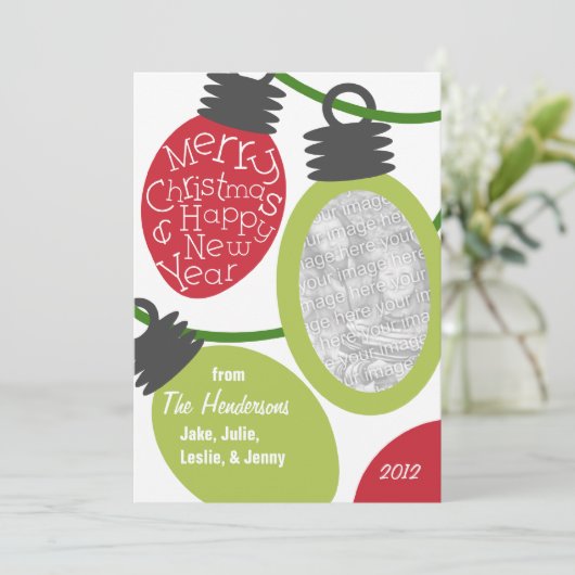 もつれたライト写真クリスマスカード シーズンカード (スタンド正面)