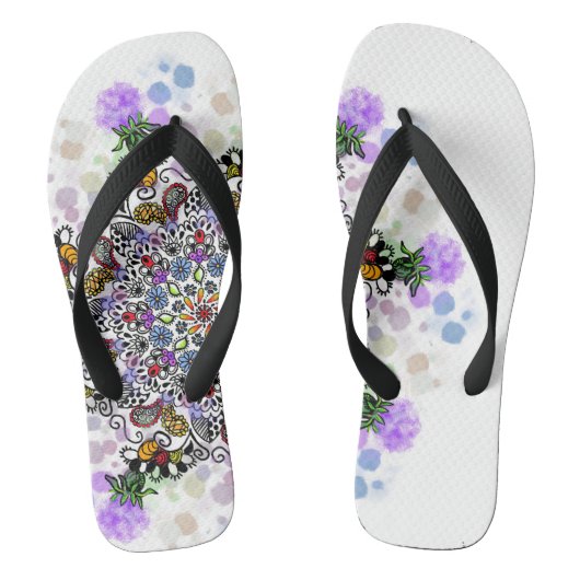 もつれカラフルた離れ、中心の配置 ビーチサンダル (フットベッド)