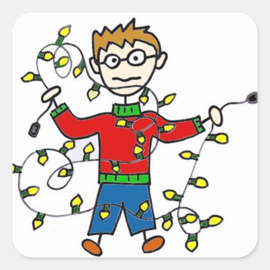 もつれクリスマスライトステッカー スクエアシール (正面)