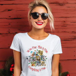 もつれクリスマスライトファミリー写真テンプレート Tシャツ