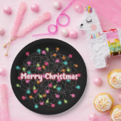 もつれクリスマスライトメリークリスマスネオン文字 ペーパープレート (パーティー)