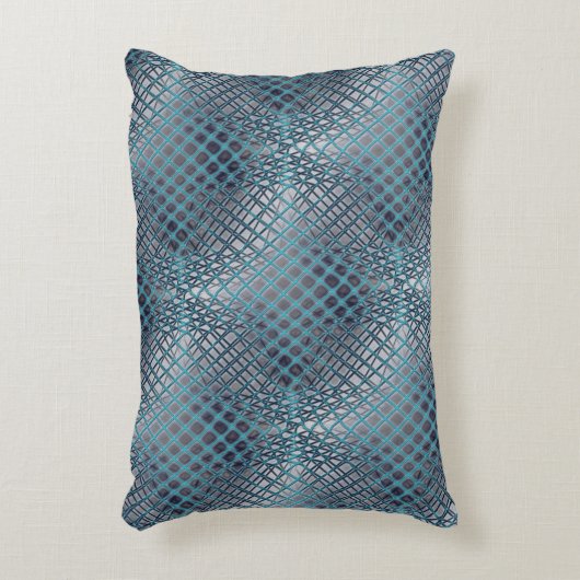 もつれ描た魚釣り網のように見えるシアン アクセントクッション (正面(垂直))
