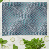 もつれ描た魚釣り網のように見えるシアン キッチンタオル (折り畳み)