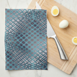 もつれ描た魚釣り網のように見えるシアン キッチンタオル