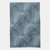 もつれ描た魚釣り網のように見えるシアン キッチンタオル (縦)