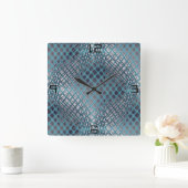 もつれ描た魚釣り網のように見えるシアン スクエア壁時計 (ホーム)