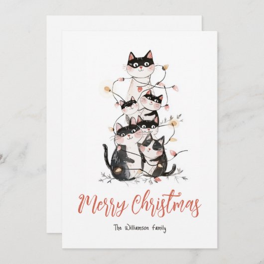 もつれ猫クリスマスホリデーカード シーズンカード (正面/裏面)