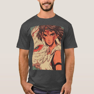 もののけ姫 レトロ カートゥーン スタイル ギフト 男の子 Tシャツ
