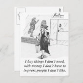 ものを買う、女性が市内でショッピングする ポストカード (正面/裏面)