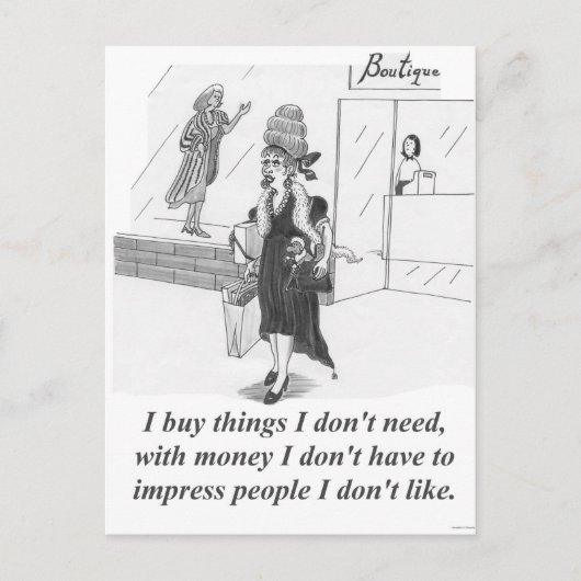 ものを買う、女性が市内でショッピングする ポストカード (正面)