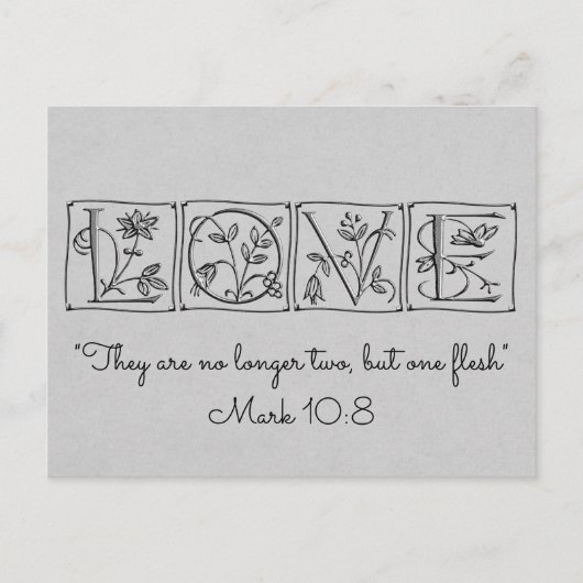 もはや2つではなく1つの肉ではない～聖なる書物、 経典～ウェディングRSVP インビテーションポストカード (正面)