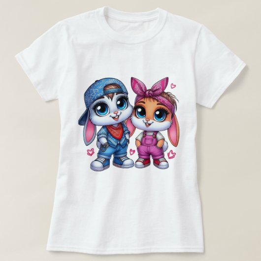 👕🐰もふもふうさぎレディースTシャツ Tシャツ (デザイン正面)