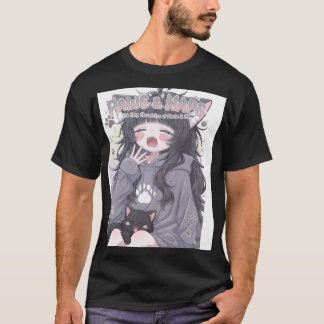 もふもふお昼寝 アニメ女子と猫のかわいいストリートデザイン Tシャツ