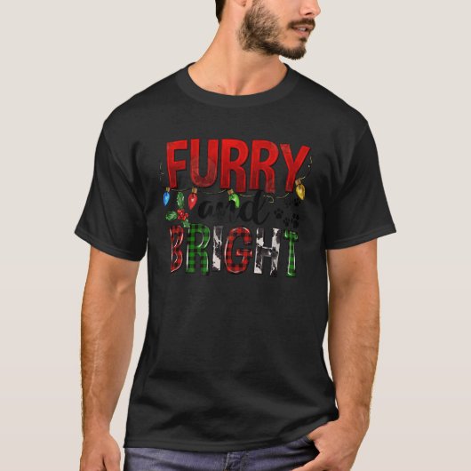 もふもふで明るい犬の肉球 猫の肉球愛好家 メリークリスマス Tシャツ (正面)