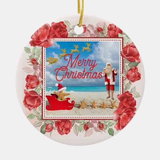 もふもふと明るいクリスマス セラミックオーナメント (正面)