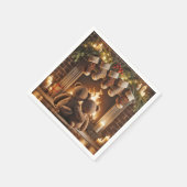 もふもふのクリスマステディベア スタンダードカクテルナプキン (角)