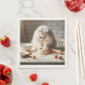 もふもふの猫がピザの生地を焼く スタンダードランチョンナプキン (インサイチュ)