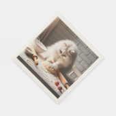 もふもふの猫がピザの生地を焼く スタンダードランチョンナプキン (角)