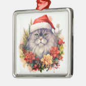 もふもふクリスマス猫フェイス メタルオーナメント (左)