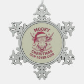 もふもふクリスマス西部牛愛好家クラブXmasシーズン スノーフレークピューターオーナメント (正面)