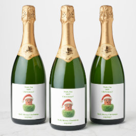 もふもふグリーンでクリスマスをサプライズするキュートなサラミ スパークリングワインラベル