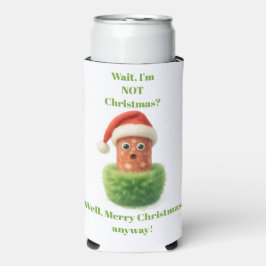 もふもふグリーンでクリスマスをサプライズするキュートなサラミ スリム缶クーラー