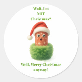 もふもふグリーンでクリスマスをサプライズするキュートなサラミ ラウンドシール